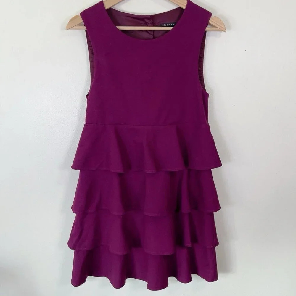 Theory Tiered Selma Sleeveless Mini Dress - Picture 2 of 13